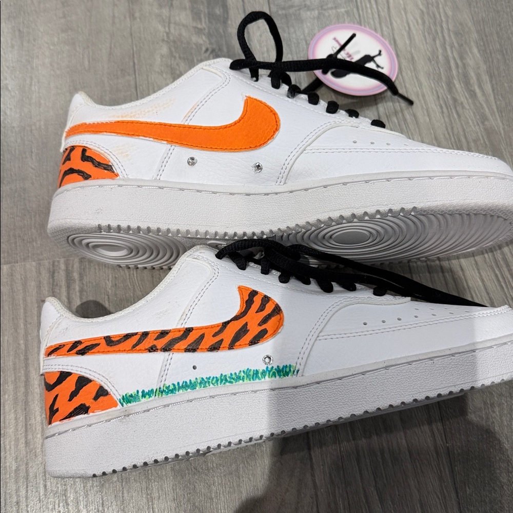 White and Orange woman’s Sneakers Nike custom